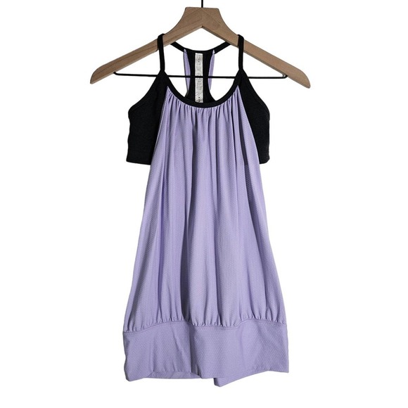 Lululemon No Limit Tank Top 4 Classic Sport Grey Lolo‎ Purple Layered - Picture 1 of 8